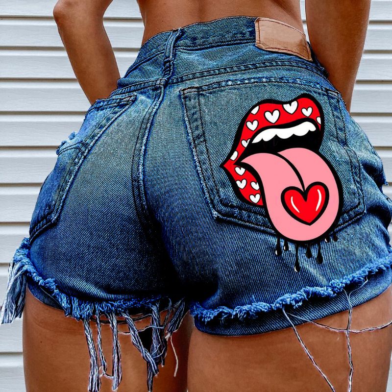 Denim Shorts Damer Ripped Fashion Four Seasons Street