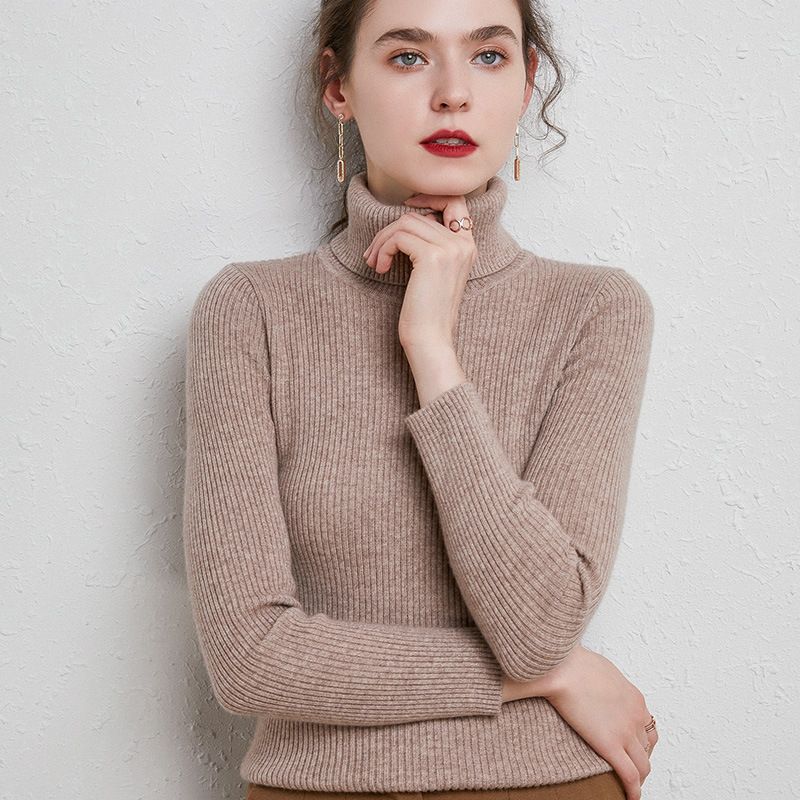 Efterår Og Vinter Ny Stil Sweater Med Høj Revers Til Kvinder Selvdyrkningstrøje Varm Pullover Strikket Skjorte