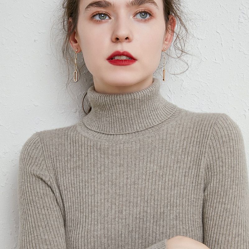 Efterår Og Vinter Ny Stil Sweater Med Høj Revers Til Kvinder Selvdyrkningstrøje Varm Pullover Strikket Skjorte