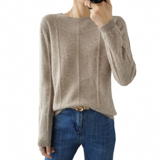 Efterår Og Vinter Ny Strikket Sweater Dame Lav Rund Hals Pullover Langærmet Mode Bund