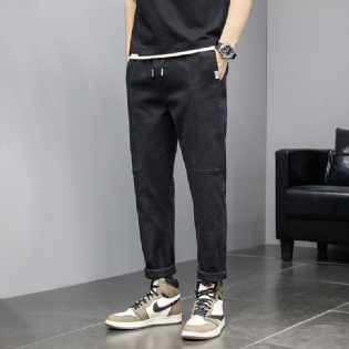 Elastiske Jeans Til Mænd Trendy Slim Fit Bukser Med Lige Ben