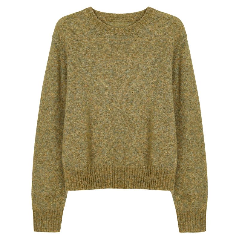 Ensfarvet Rundhalset Sweater Dame 2023 Tidligt Forår Ny Elegant Løs Pullover