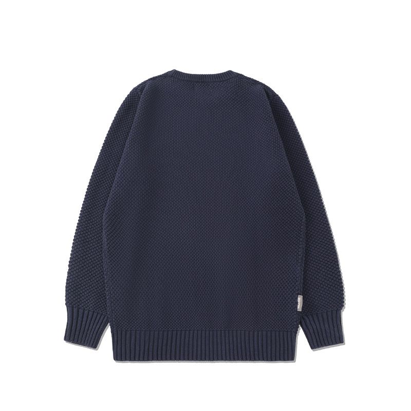 Ensfarvet Rundhalset Sweater Herretrøje Løs Pullover