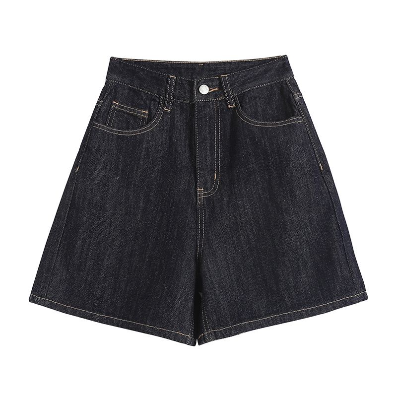 Fempunkts Denimshorts Til Kvinder Lige Løs Høj Talje