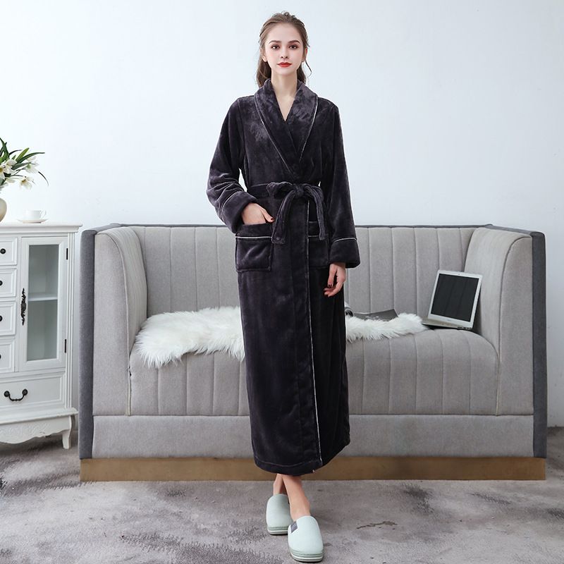 Flannel Damepyjamas Tykkede Badekåber Forlænget Coral Fleece Natkjoler