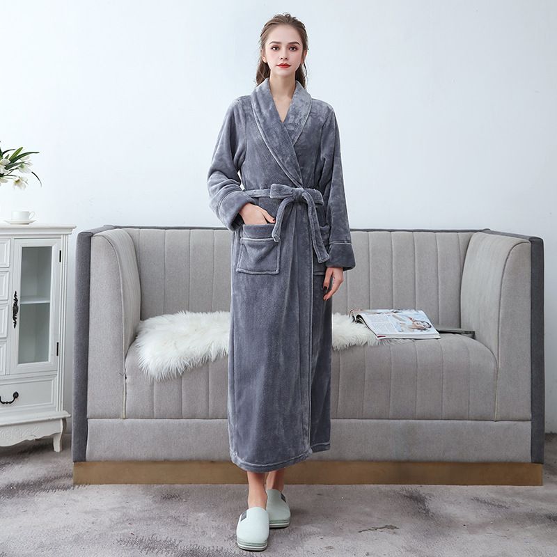 Flannel Damepyjamas Tykkede Badekåber Forlænget Coral Fleece Natkjoler