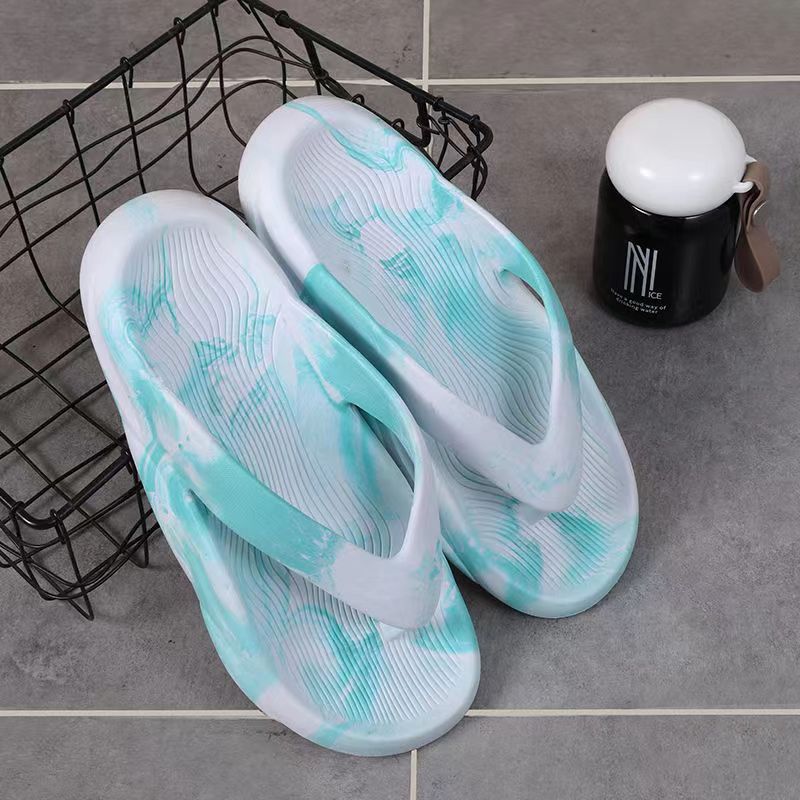 Flip Flops Herre Sommer Ny Streamer Gradient Blandet Farve Tyk Bund Trendy Blød Skridsikre Sandaler Hjemmesko Sko