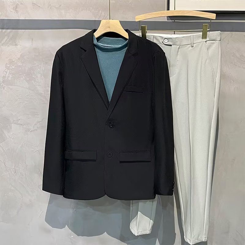 Forår Og Efterår Nye Åndbare To-knaps Slim-fit Tynde Enkeltradede Blazere Herre