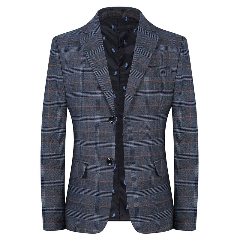 Forår Og Efterår Tynde Blazere Til Mænd Afslappet Plaid Løs Slim Fit Smuk Trend