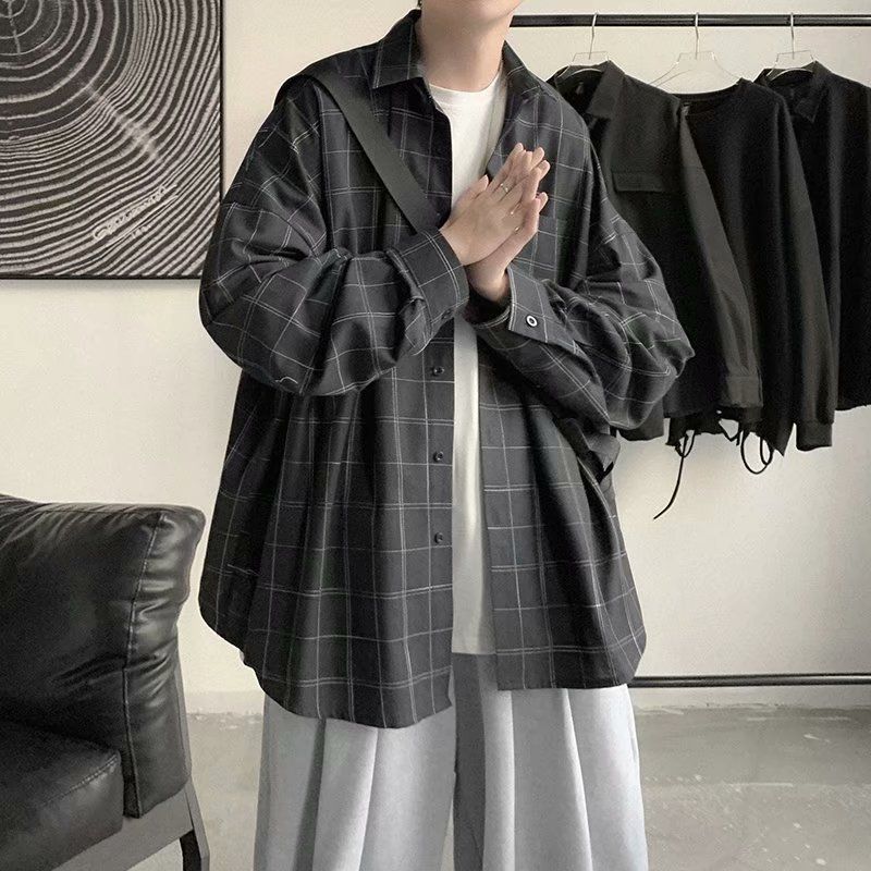 Forår Sommer Vintage Plaid Skjorte Mænd Casual Trendy Frakke