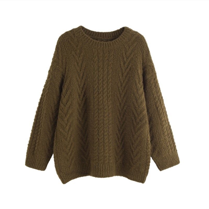 Fortykket Retro Twist Sweater Damer Efterår Og Vinter Nyt Forår Løst Doven Strik