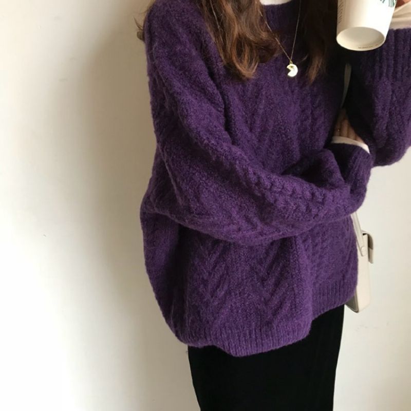 Fortykket Retro Twist Sweater Damer Efterår Og Vinter Nyt Forår Løst Doven Strik