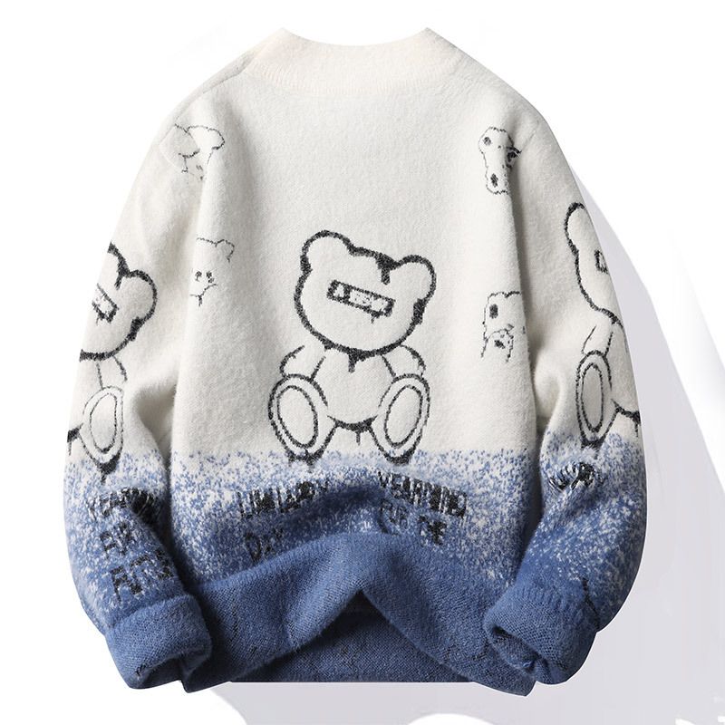 Gradient Sweater Herre 2023 Løstsiddende Parbunde Skjorte Varm Afslappet