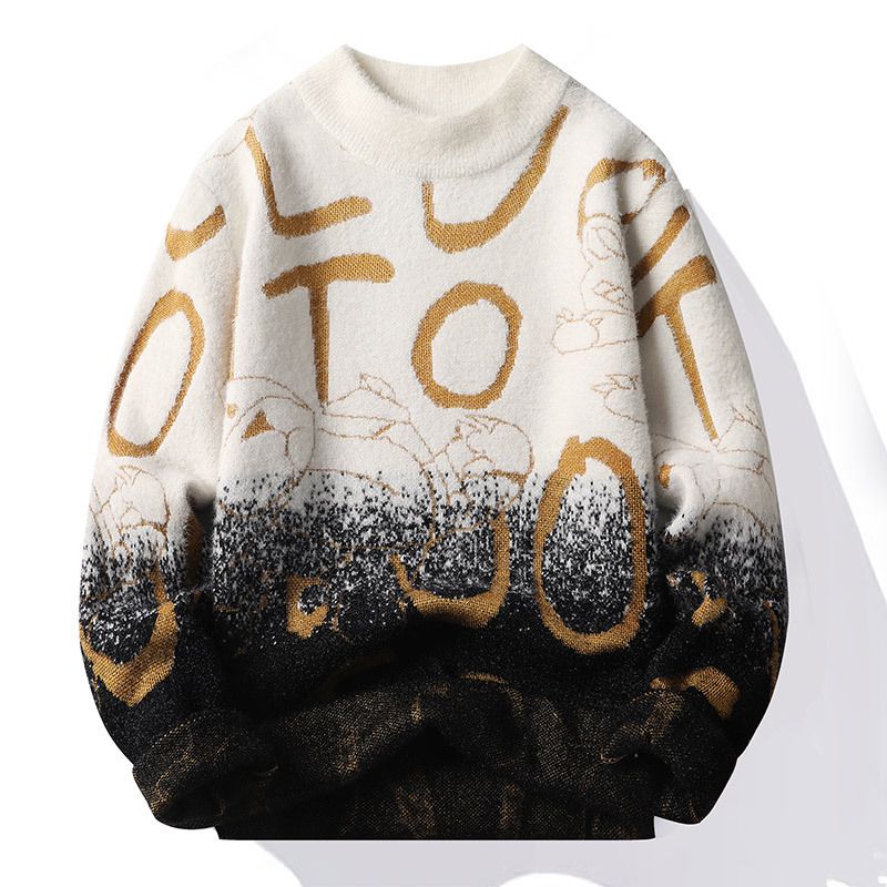 Gradient Sweater Herre 2023 Løstsiddende Parbunde Skjorte Varm Afslappet