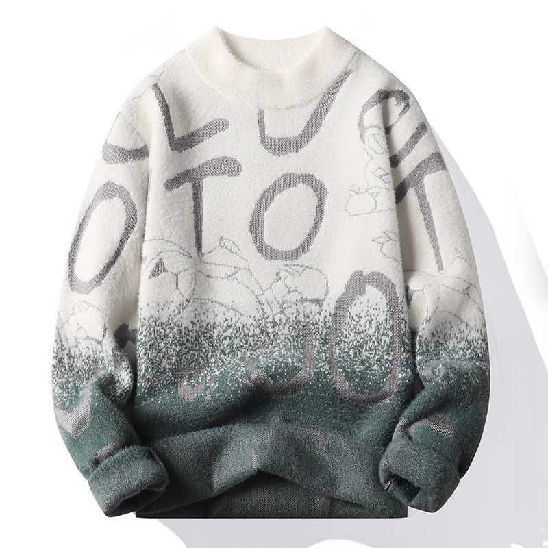 Gradient Sweater Herre 2023 Løstsiddende Parbunde Skjorte Varm Afslappet