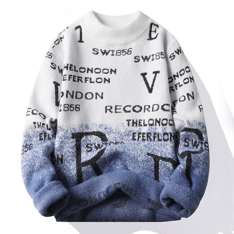 Gradient Sweater Herre 2023 Løstsiddende Parbunde Skjorte Varm Afslappet