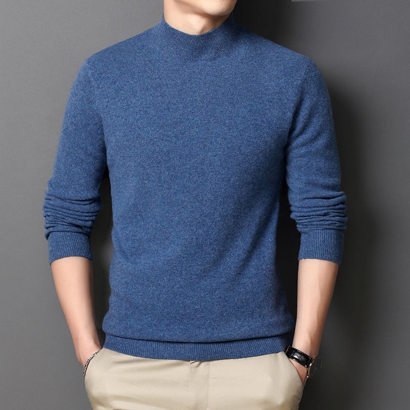Halv Rullekrave Herre Sweater Varm Ensfarvet Pullover
