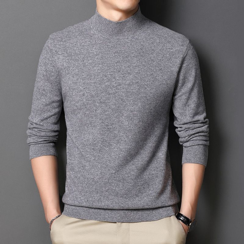 Halv Rullekrave Herre Sweater Varm Ensfarvet Pullover