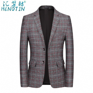 Herre Blazers Business Trend Plaid Blå To Enkeltradet