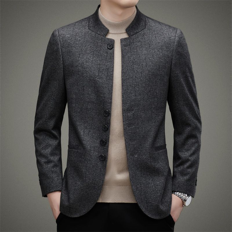 Herre Blazers Jakke Efterår Retro Cardigan Stand Krave Slim Fit Trend