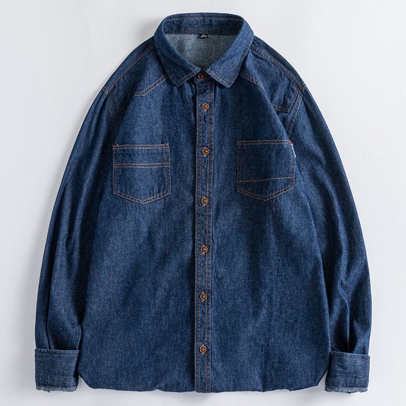 Herre Bomuld Denim Langærmet Skjorte Mode Jakke Trend