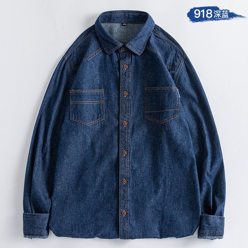 Herre Bomuld Denim Langærmet Skjorte Mode Jakke Trend
