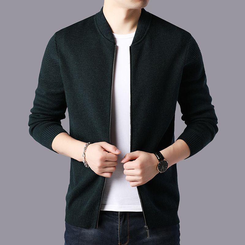 Herre Cardigan Med V-hals Strik Ensfarvet Sweater Kort Frakke