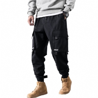 Herre Cargo Bukser Trendy Multi-lommer Løse Mid-rise Ensfarvet