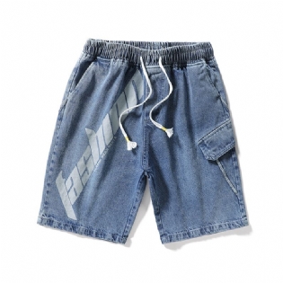 Herre Denim Afslappede Shorts Med Løs Pasform
