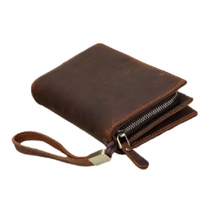 Herre Læderpung Crazy Horse Læder Lang Pung Retro Møntpung Clutch