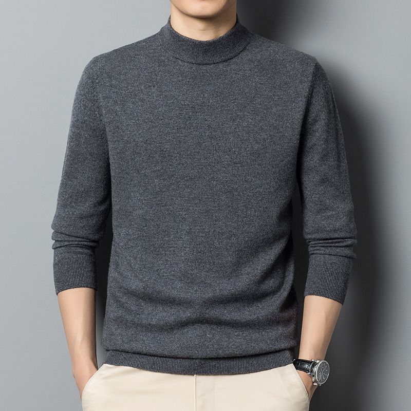 Herre Rullekrave Sweater Varm Dobbelt Revers Ensfarvet Base