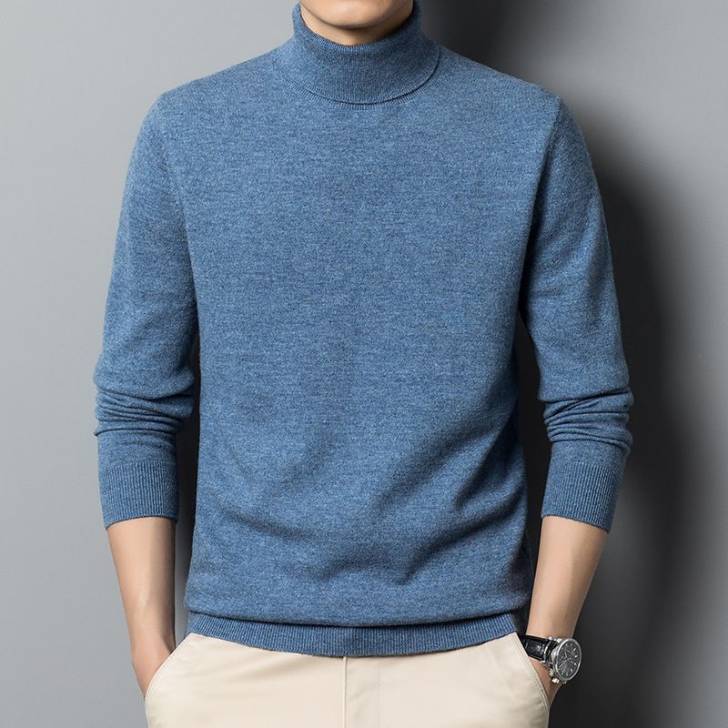 Herre Rullekrave Sweater Varm Dobbelt Revers Ensfarvet Base