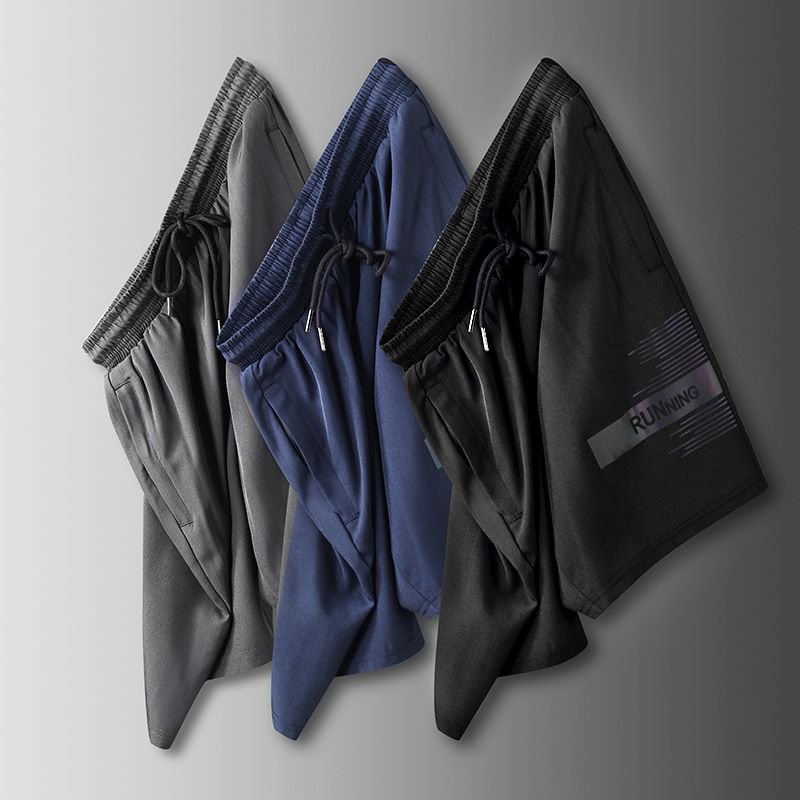 Herre Sportsshorts Sommer Tyndt Afsnit Hurtigttørrende Åndbar Løs Stor Størrelse Tether Lige Casual Cropped Bukser