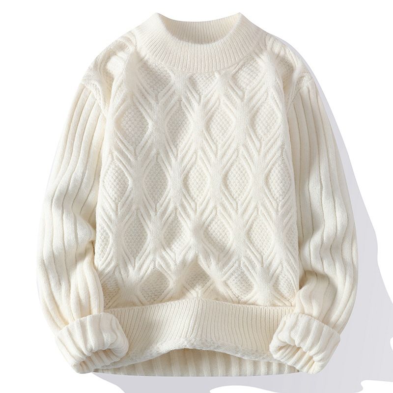 Herre Sweater 2023 Hvid Rund Hals Tyk Trend