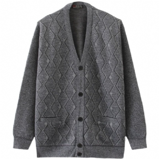 Herre Sweater Cardigan V-hals Stor Størrelse Løs Afslappet Strikket Jakke