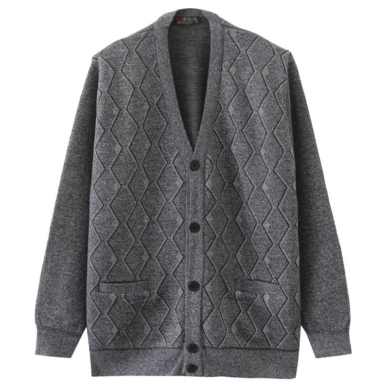 Herre Sweater Cardigan V-hals Stor Størrelse Løs Afslappet Strikket Jakke