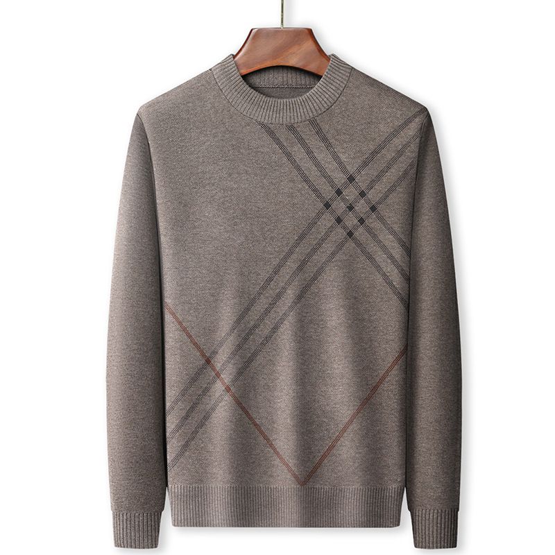 Herre Sweater Fortykket Rund Hals Base Skjorte Varm Strikket