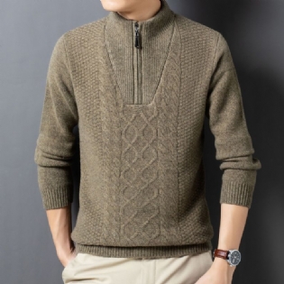 Herre Sweater Halv Rullekrave Lynlås Tyk Bundet Indre