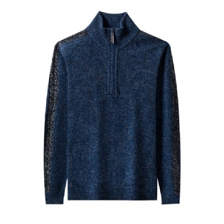 Herre Sweater Lynlås Stand Krave Business Pullover Strik Løs