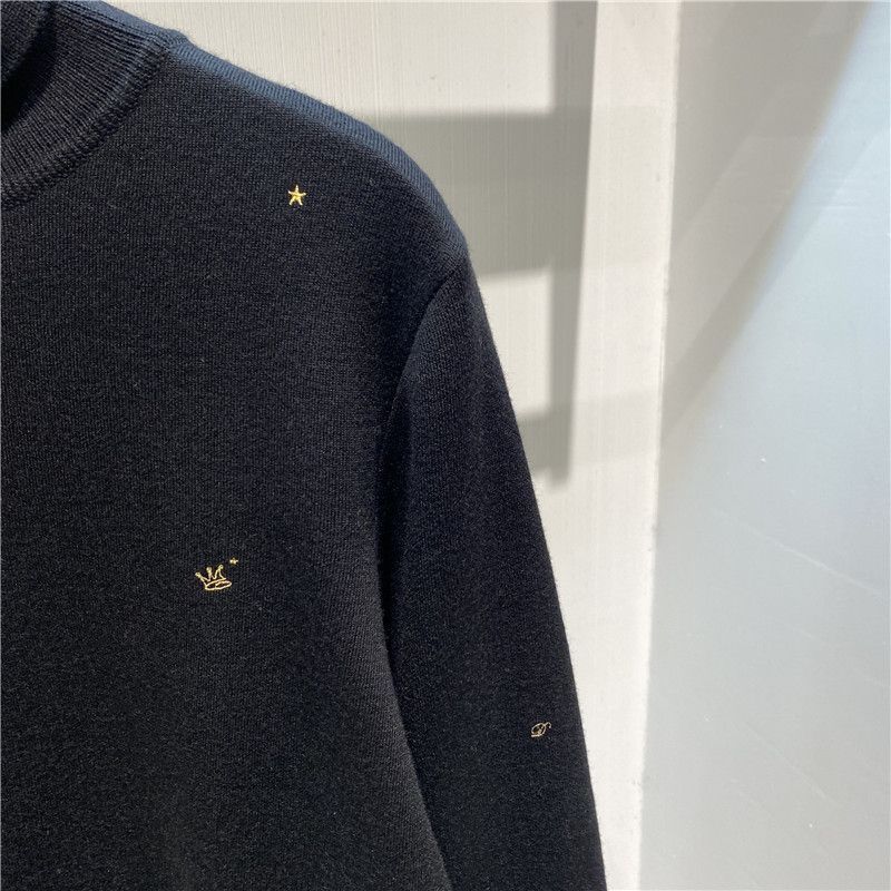 Herre Sweater Sort Rullekrave Broderi Modeforretning