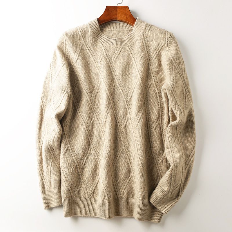 Herre Sweater Vintage Chunky Needle Jacquard Strik Uregelmæssig Diamond Plaid Casual