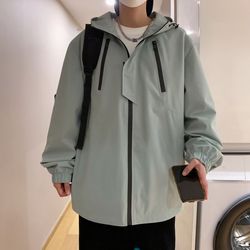 Herrejakke Løs Casual Sports Workwear Hættejakke
