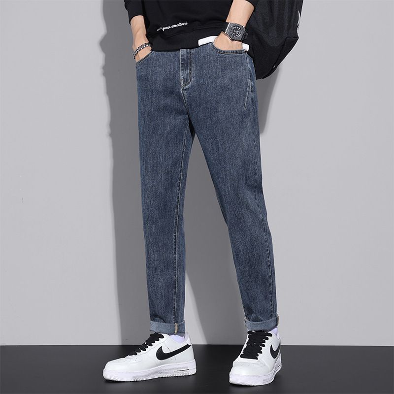 Herrejeans Lige Løse Afslappede Bukser Slim Fit Trend