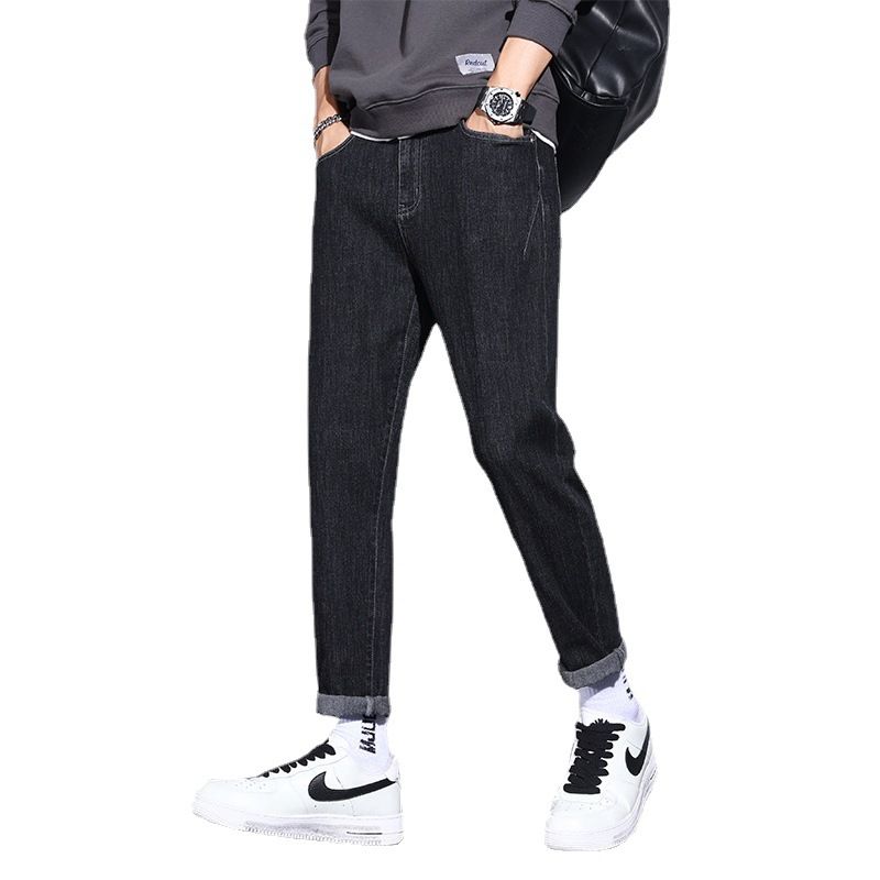 Herrejeans Lige Løse Afslappede Bukser Slim Fit Trend