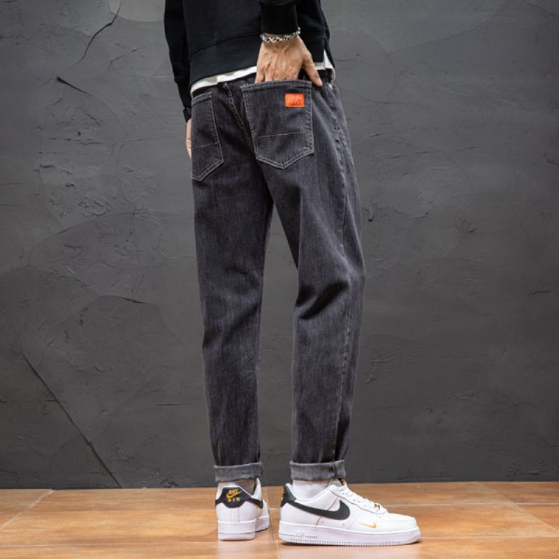 Herrejeans Lige Løse Afslappede Bukser Slim Fit Trend
