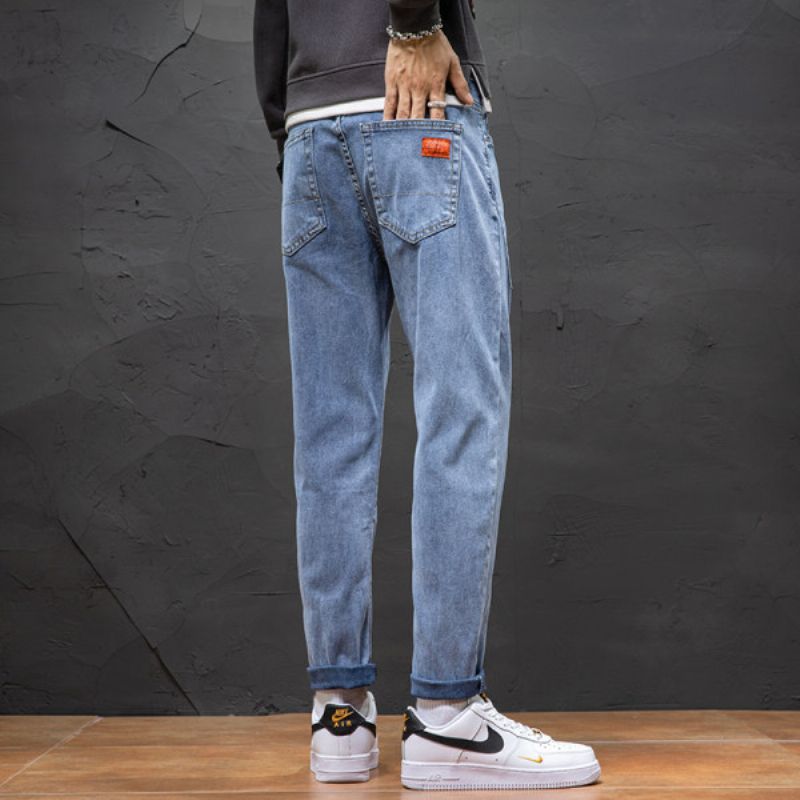 Herrejeans Lige Løse Afslappede Bukser Slim Fit Trend