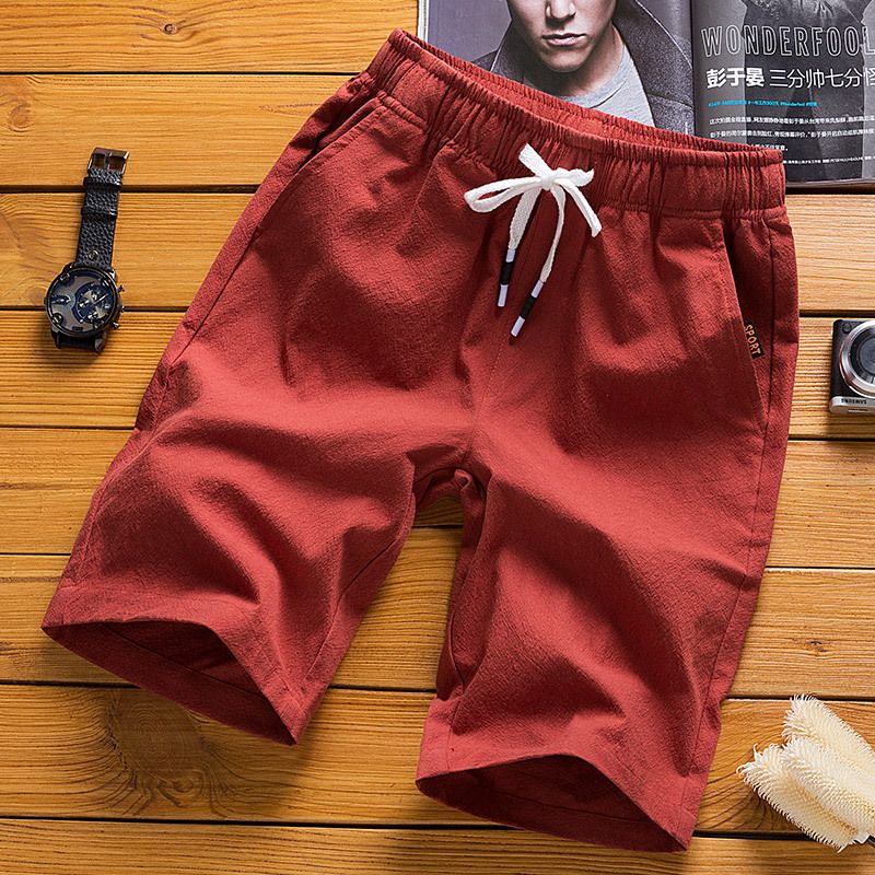Herreshorts Bomuld Hør Løse Afslappede Trendy