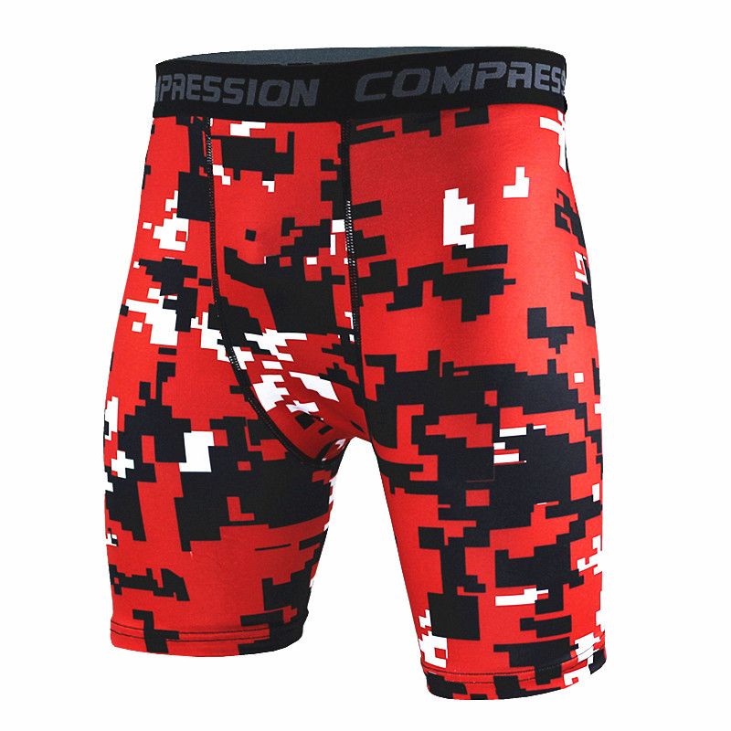 Herreshorts Camouflage Løb Træning Fitness Sport Afslappet Svedabsorberende Elastisk Tynd Stram