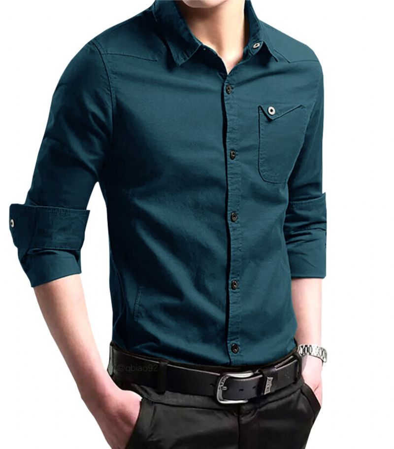 Herreskjorte 2023 Efterår Langærmet Bomuld Slim Fit Trend