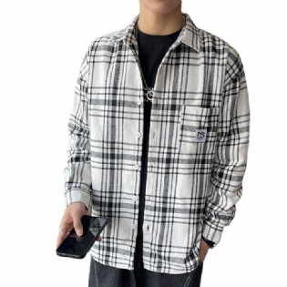 Herreskjorte 2023 Forår Og Efterår Ny Stil Langærmet Trendy Casual Plaid Smuk